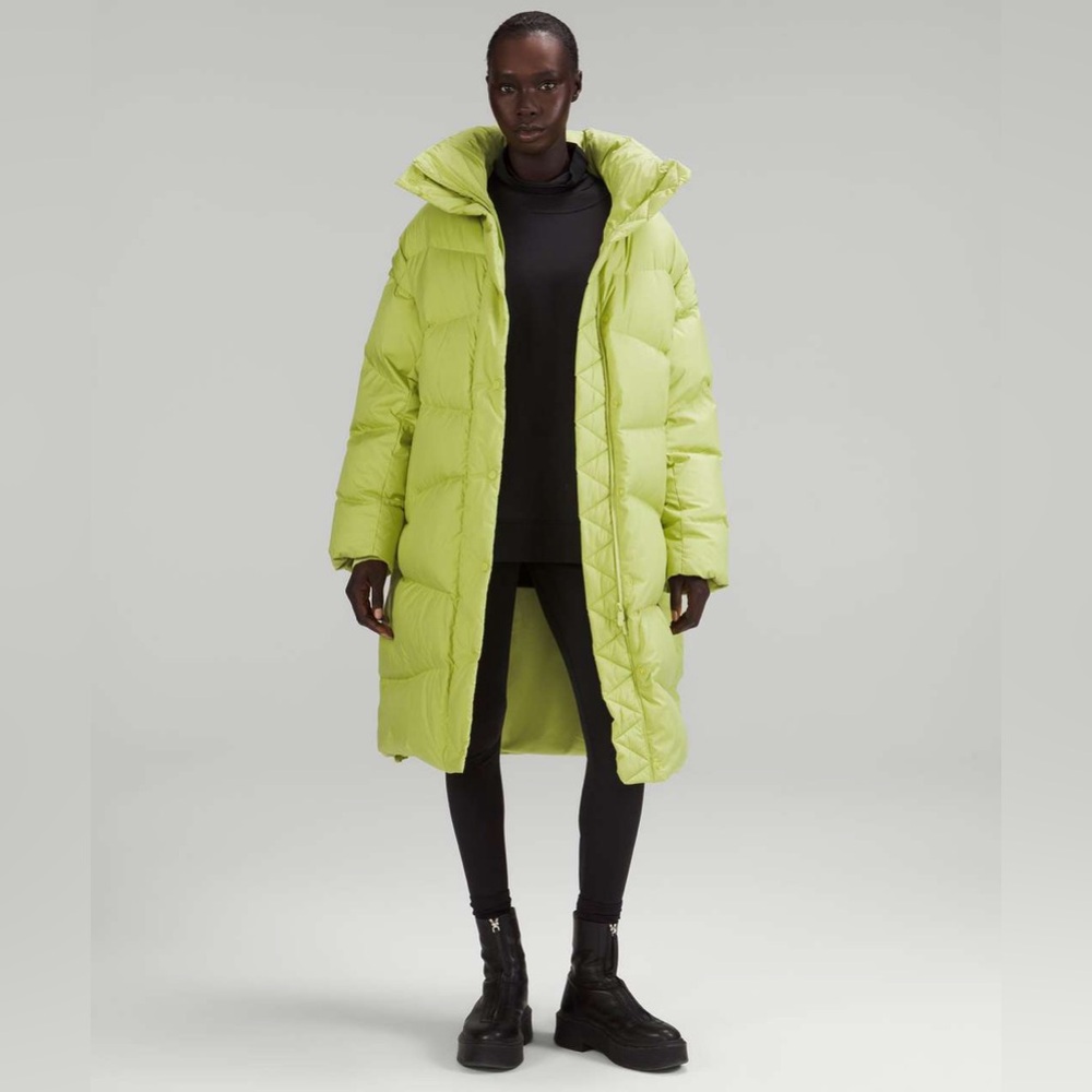 Lululemon oversized long down puffer coat in lime green size XL/XXL brand new